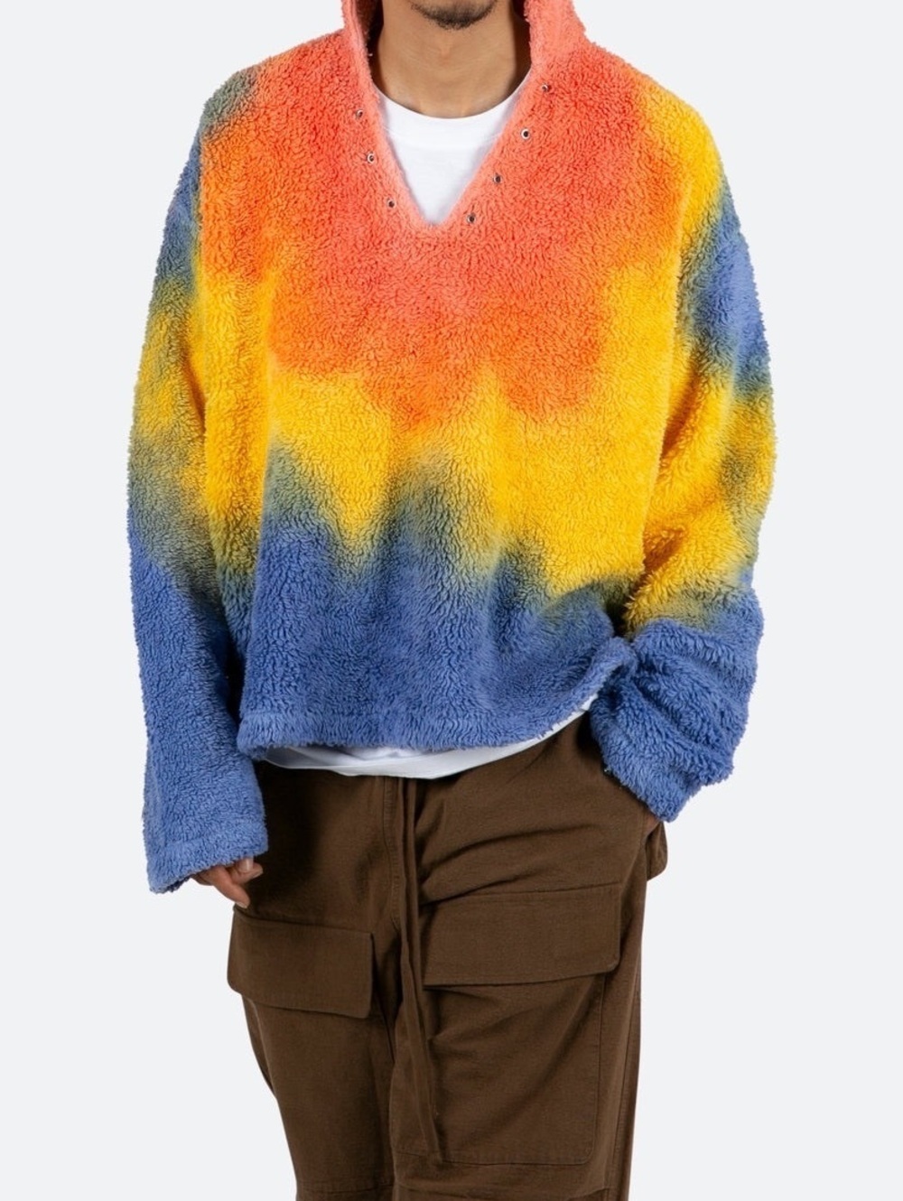 MNML Rainbow Tie Dye 100% Cotton Sherpa Pullover XL